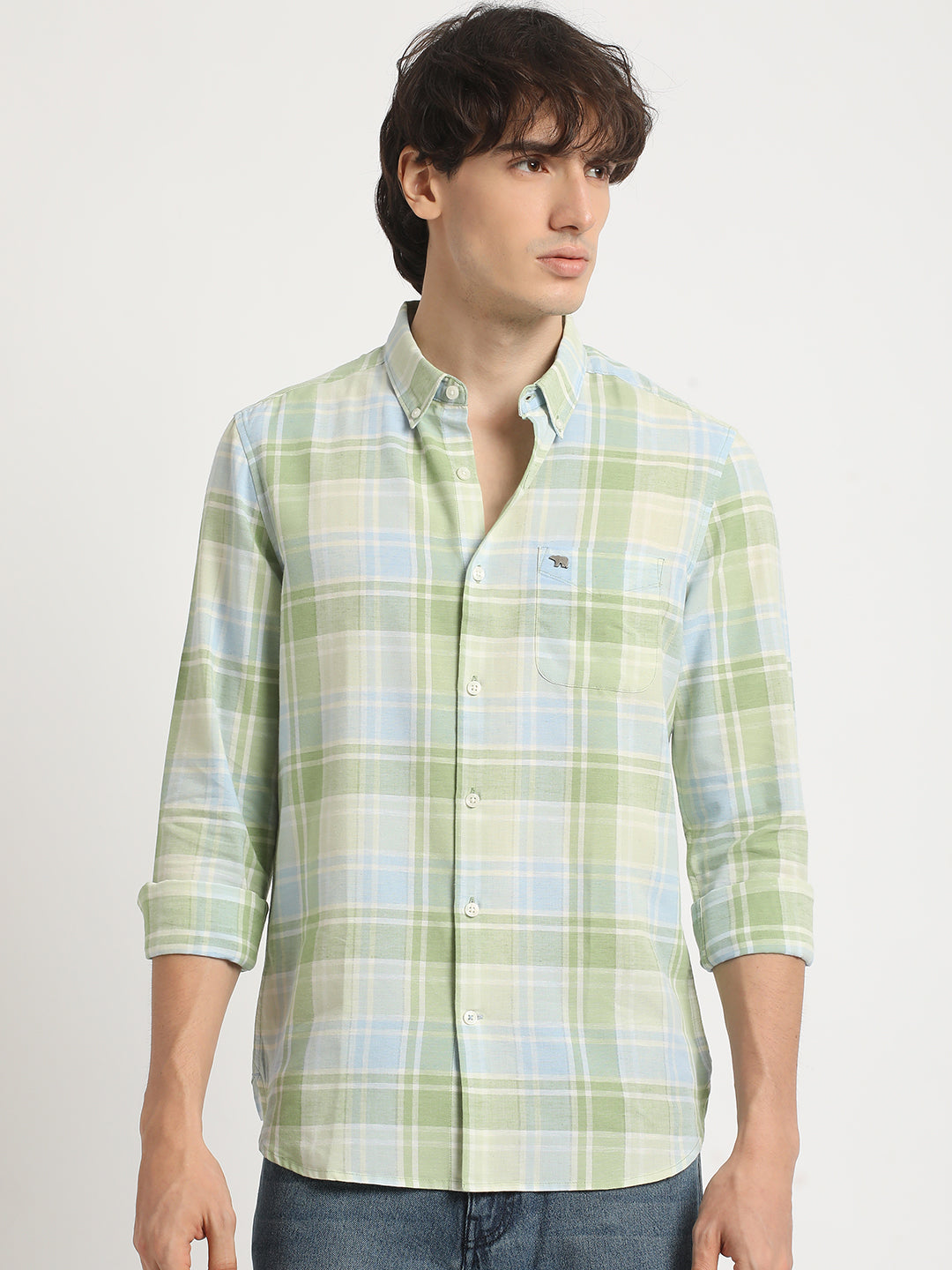 Men  Multicolored Checked Slim Fit Cotton Casual Shirt