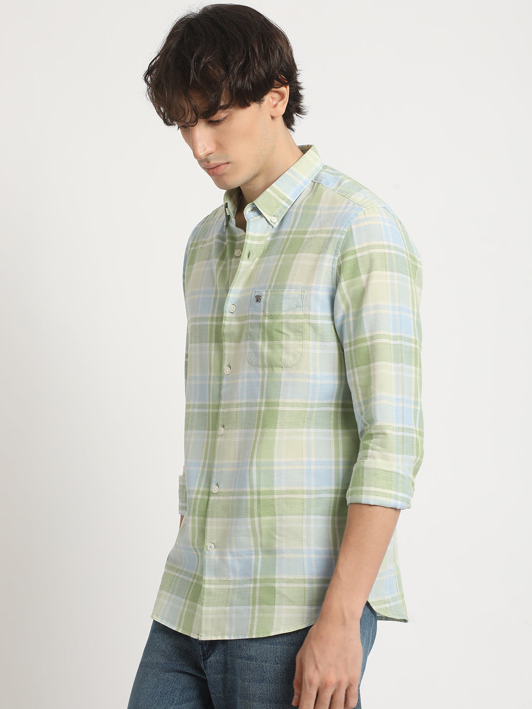 Men  Multicolored Checked Slim Fit Cotton Casual Shirt