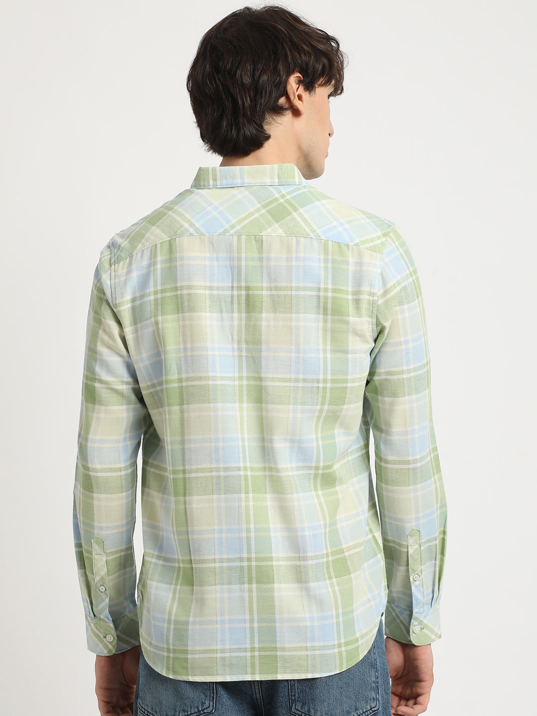 Men  Multicolored Checked Slim Fit Cotton Casual Shirt