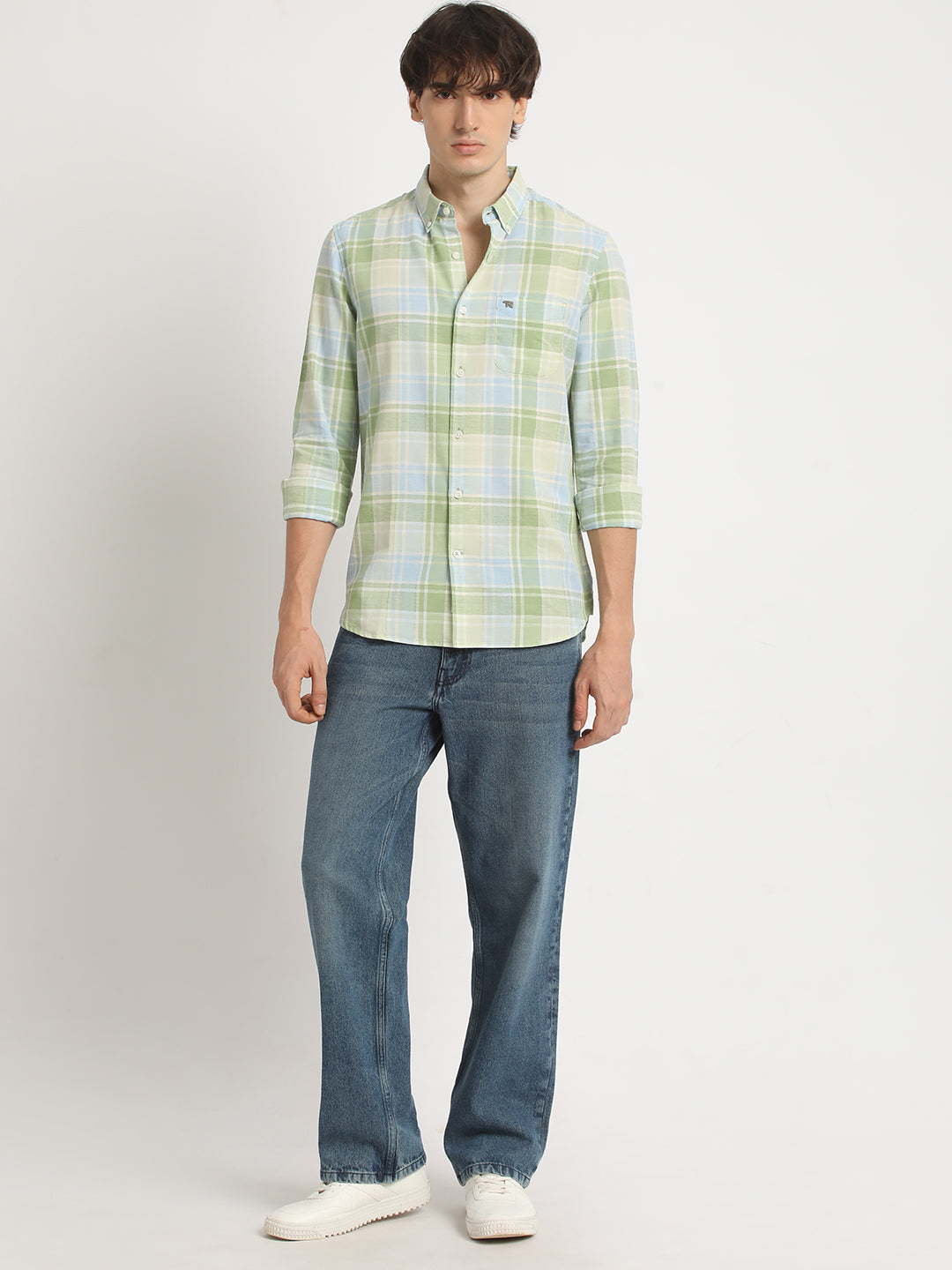Men  Multicolored Checked Slim Fit Cotton Casual Shirt