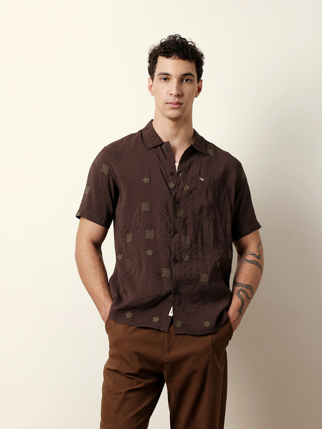 Men Brown Casual Shirt