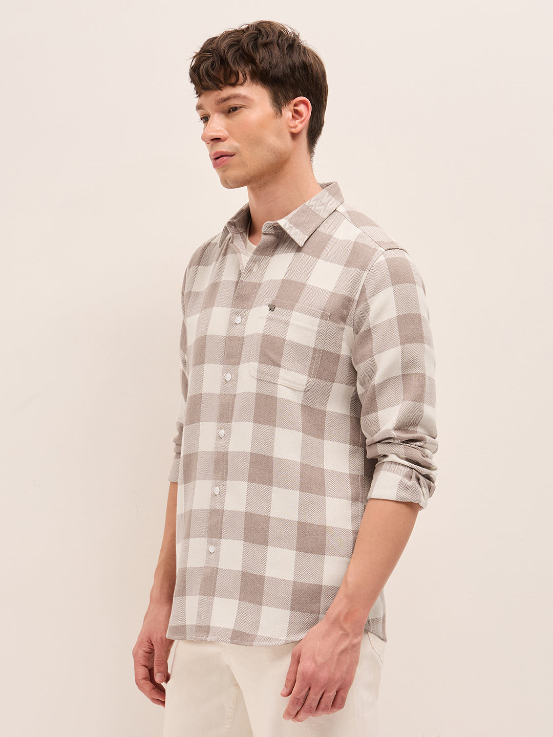 Men Herringbone Casual Shirt