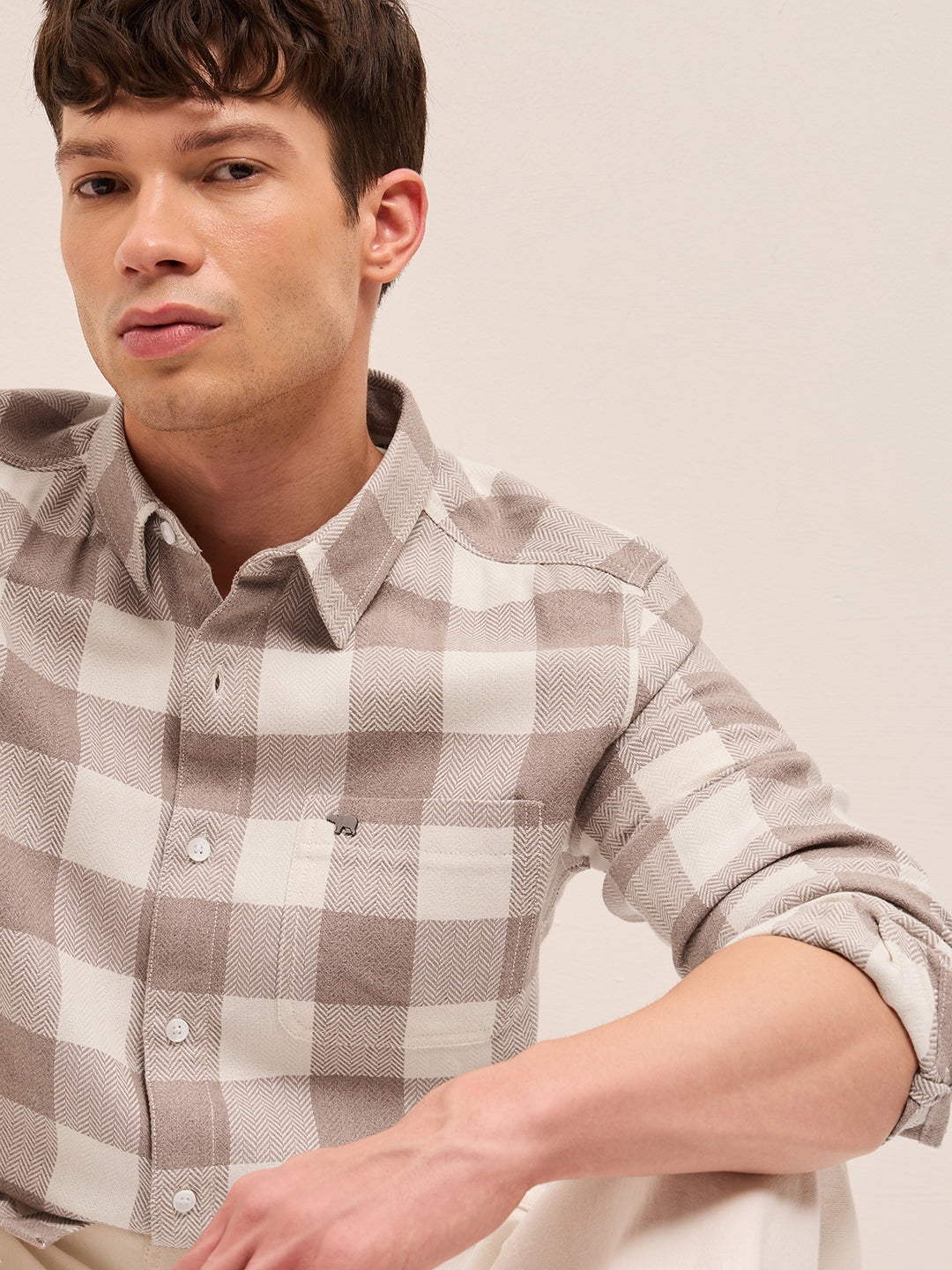 Men Herringbone Casual Shirt