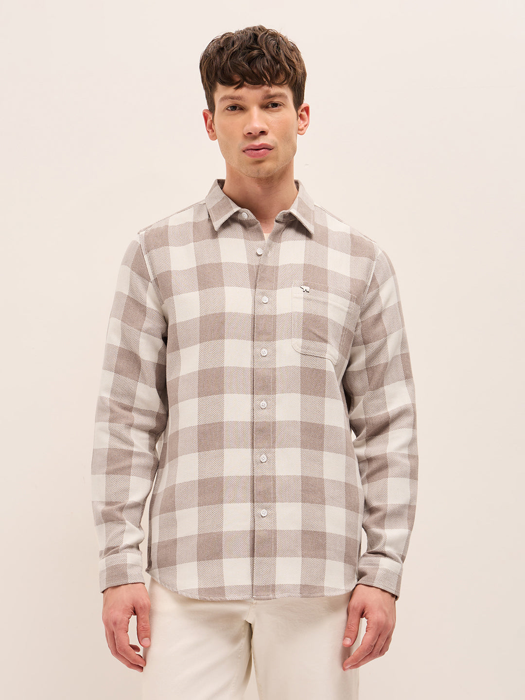 Men Herringbone Casual Shirt