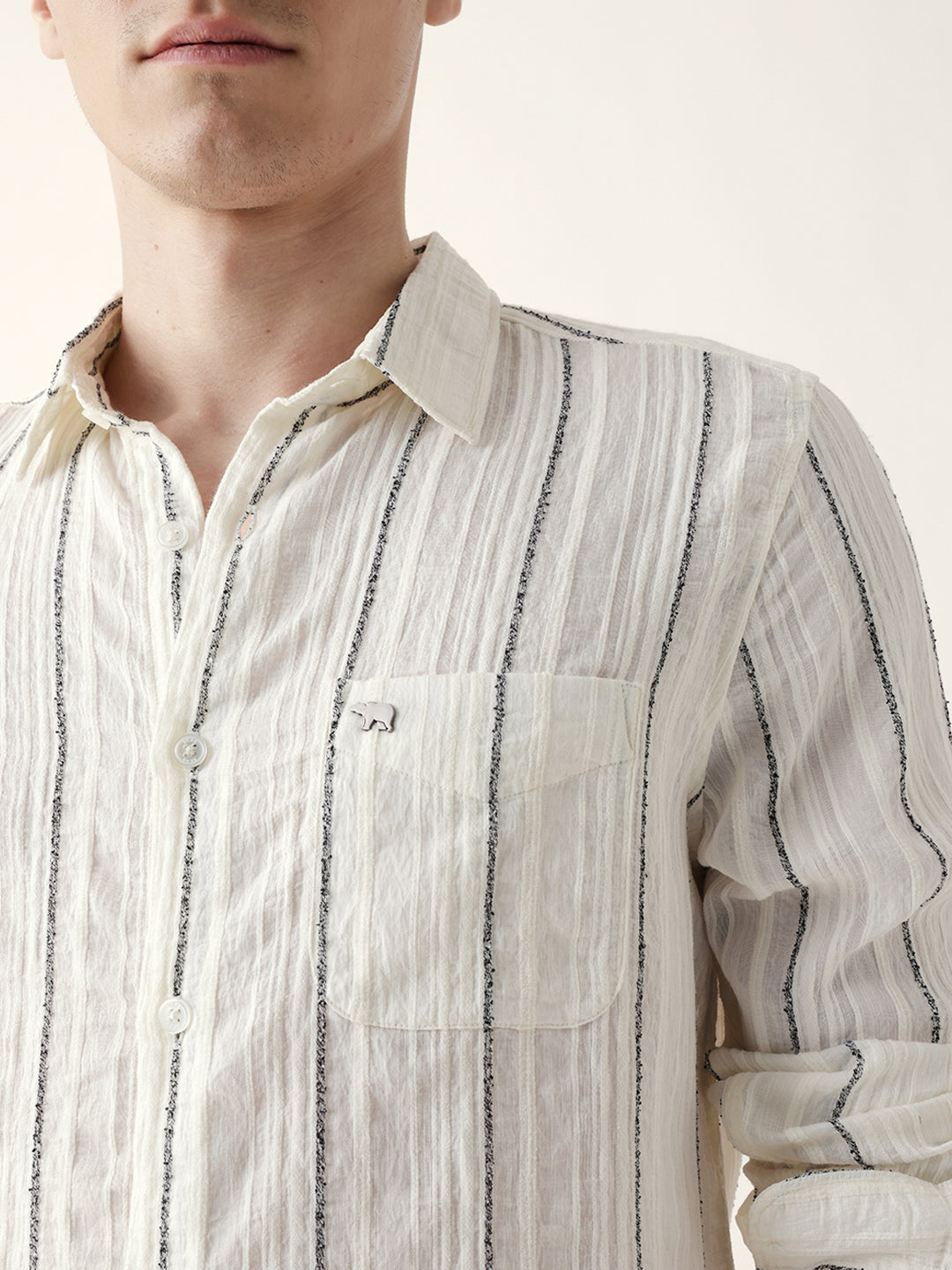 Men Casual Vertical Stripe Shirt