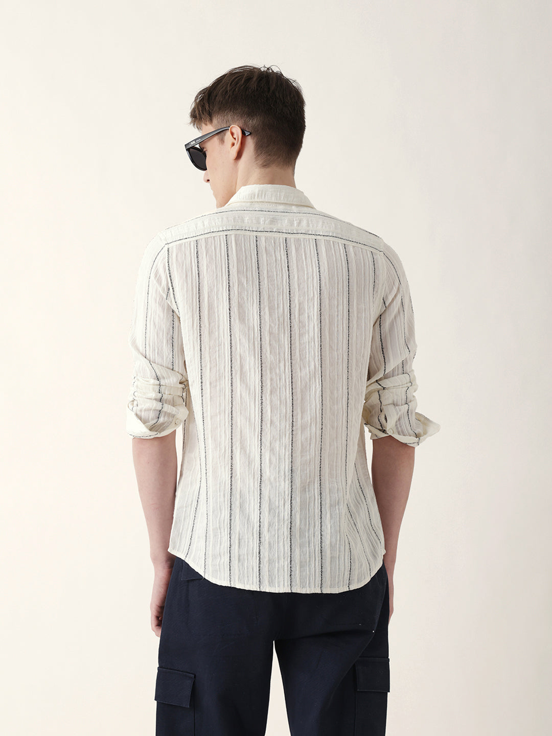 Men Casual Vertical Stripe Shirt