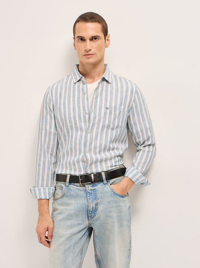 Men Blue Slim Fit Casual Shirt