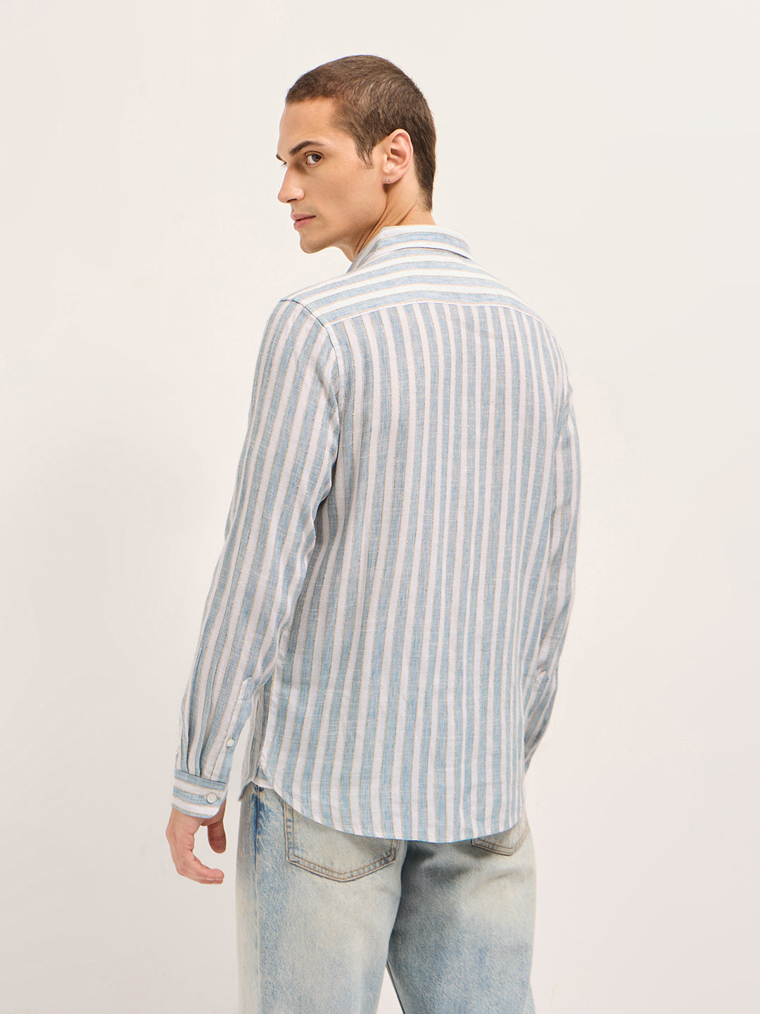 Men Blue Slim Fit Casual Shirt