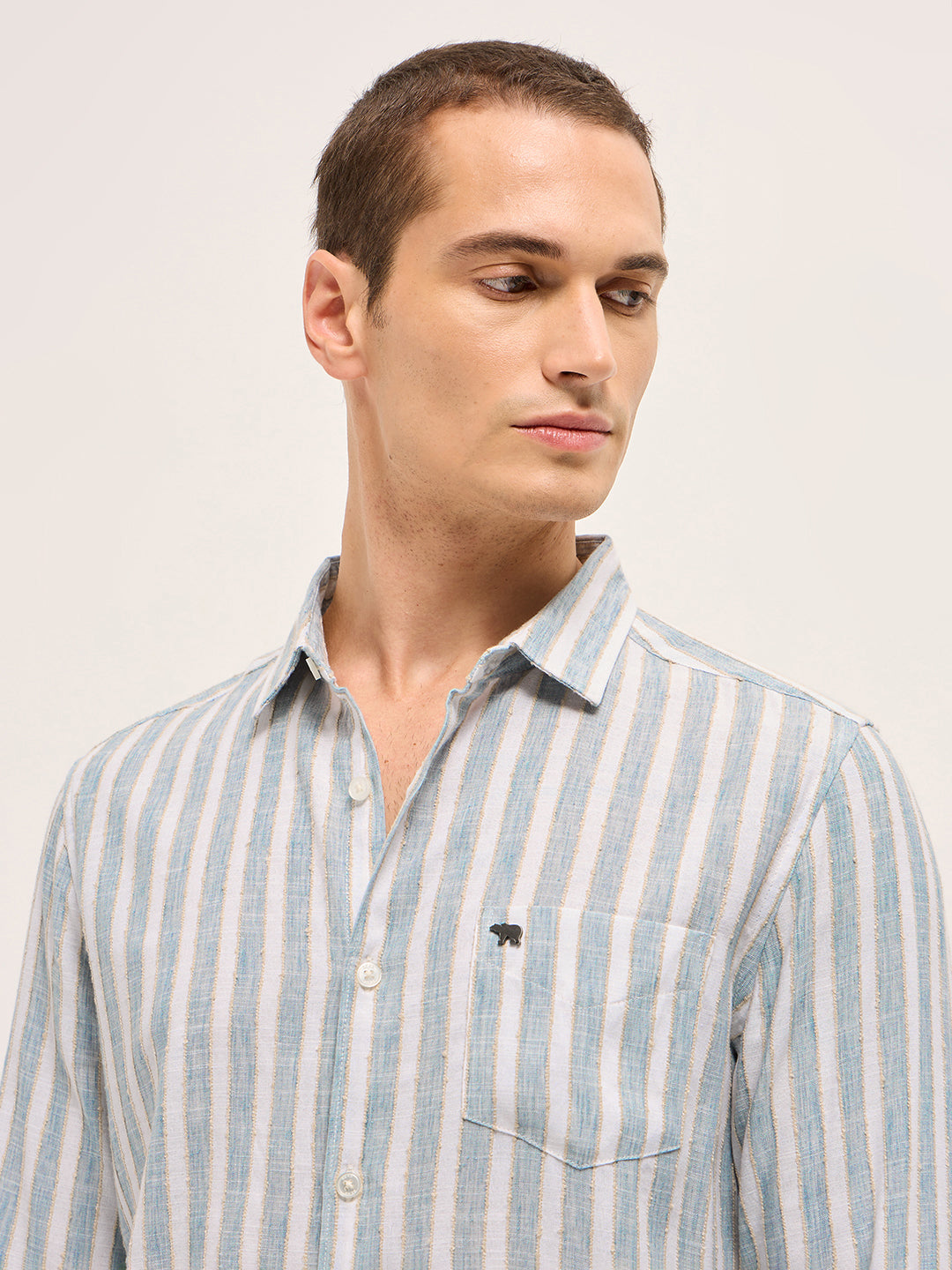 Men Blue Slim Fit Casual Shirt