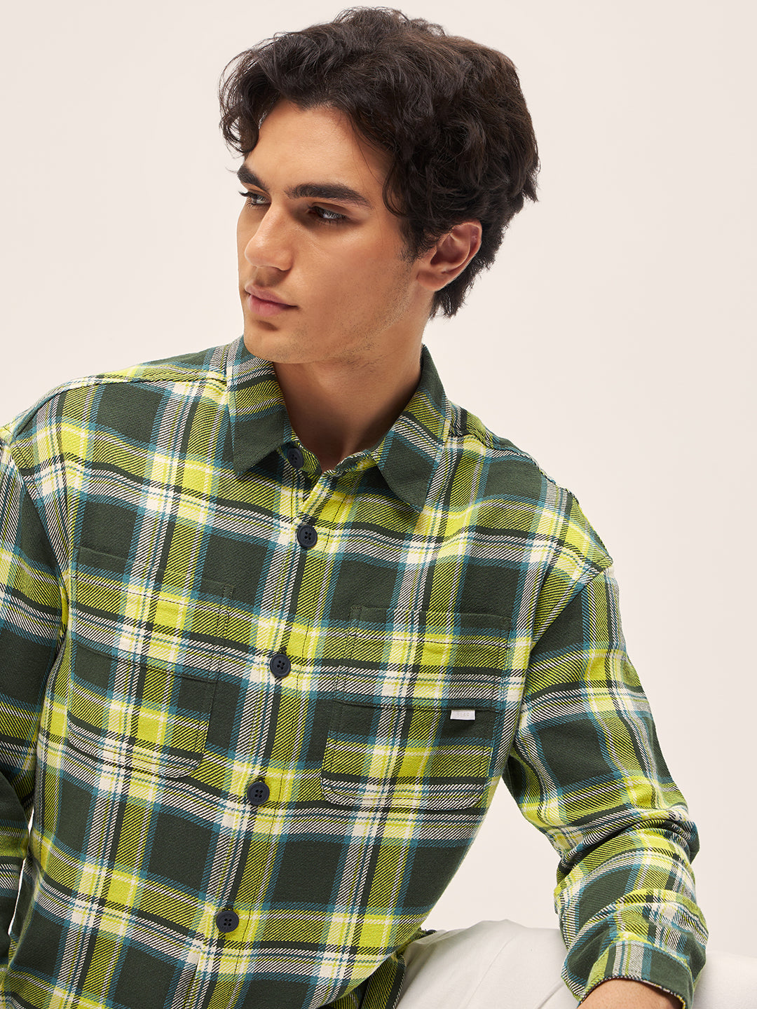 Men Multi-Color Checked Relaxed Fit Shacket