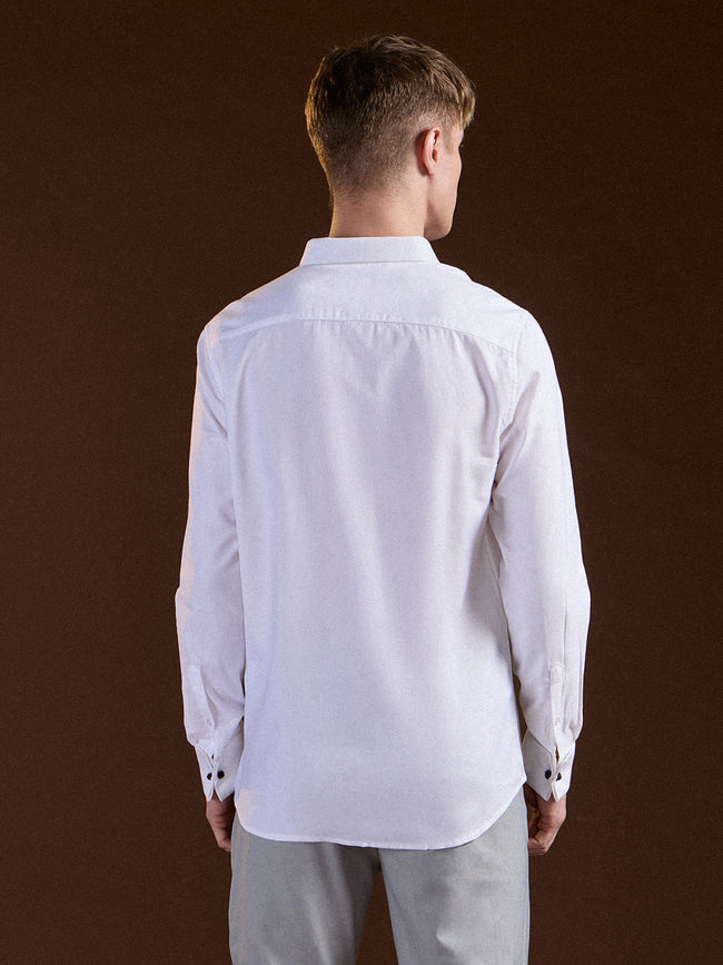 Men White Solid Pure Cotton Tailored Fit Formal Shirt