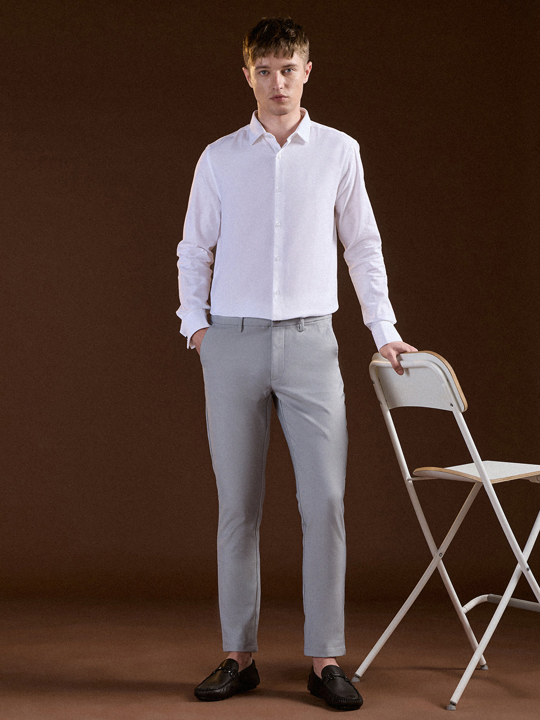 Men White Solid Pure Cotton Tailored Fit Formal Shirt