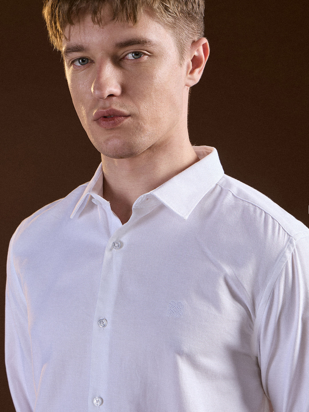 Men White Solid Pure Cotton Tailored Fit Formal Shirt