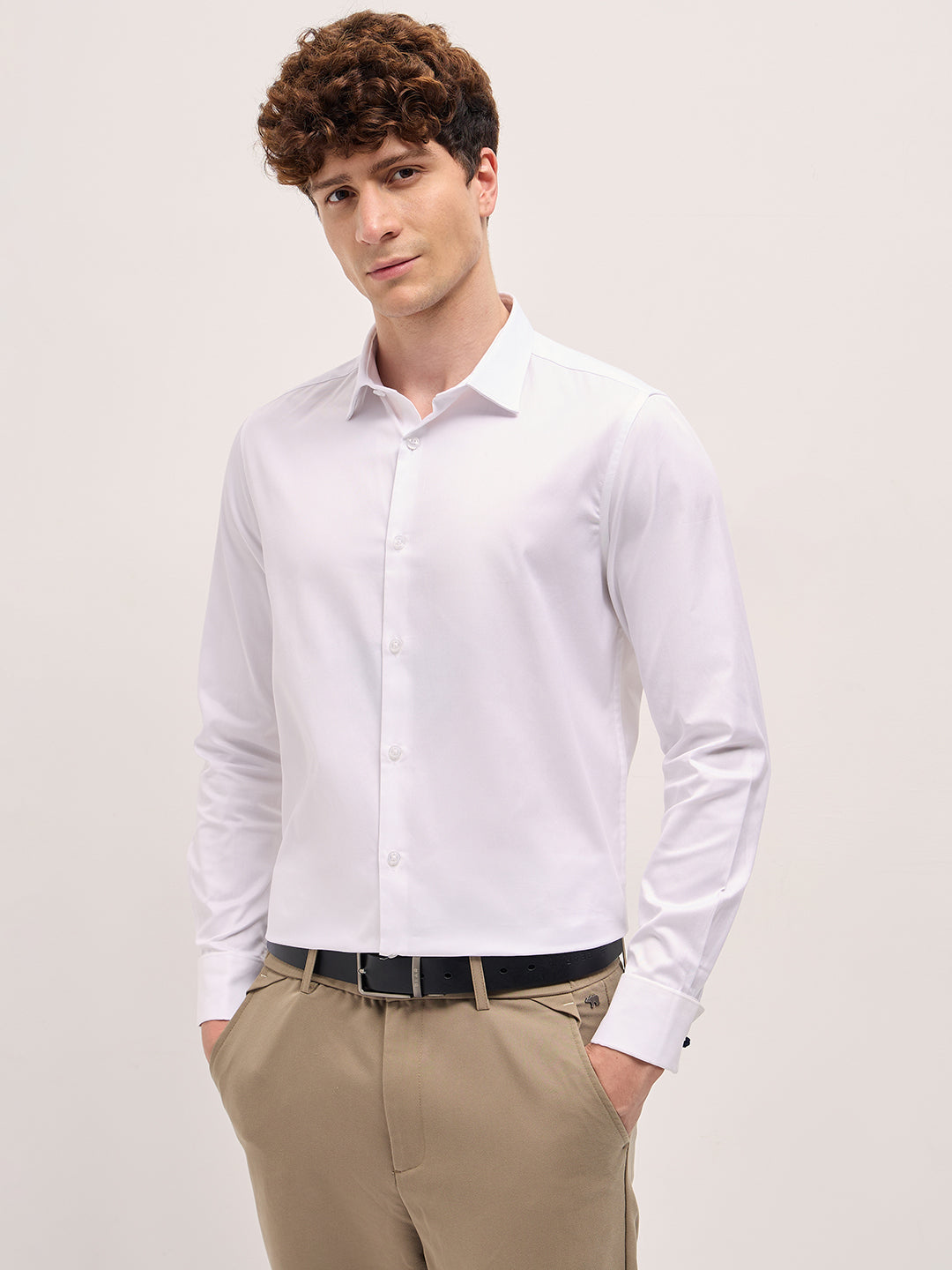 Men Classic White Tailored Fit Cotton Formal Shirt