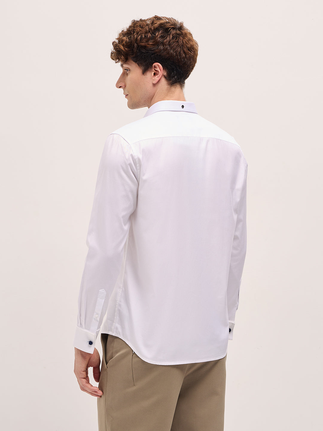 Men Classic White Tailored Fit Cotton Formal Shirt