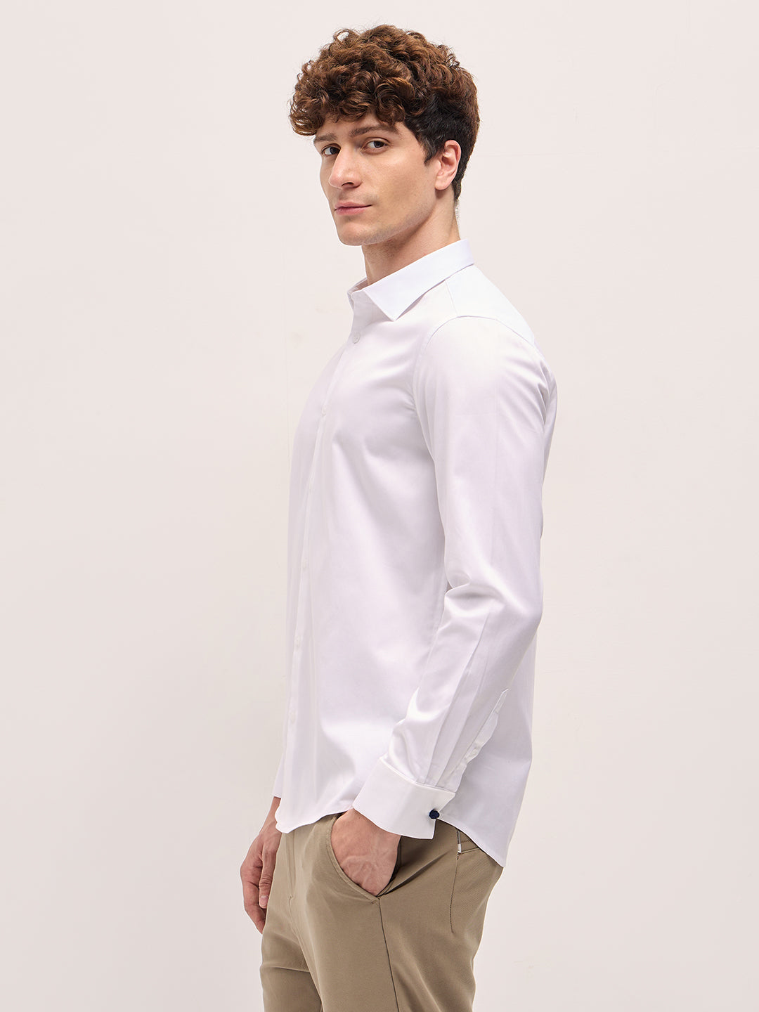 Men Classic White Tailored Fit Cotton Formal Shirt