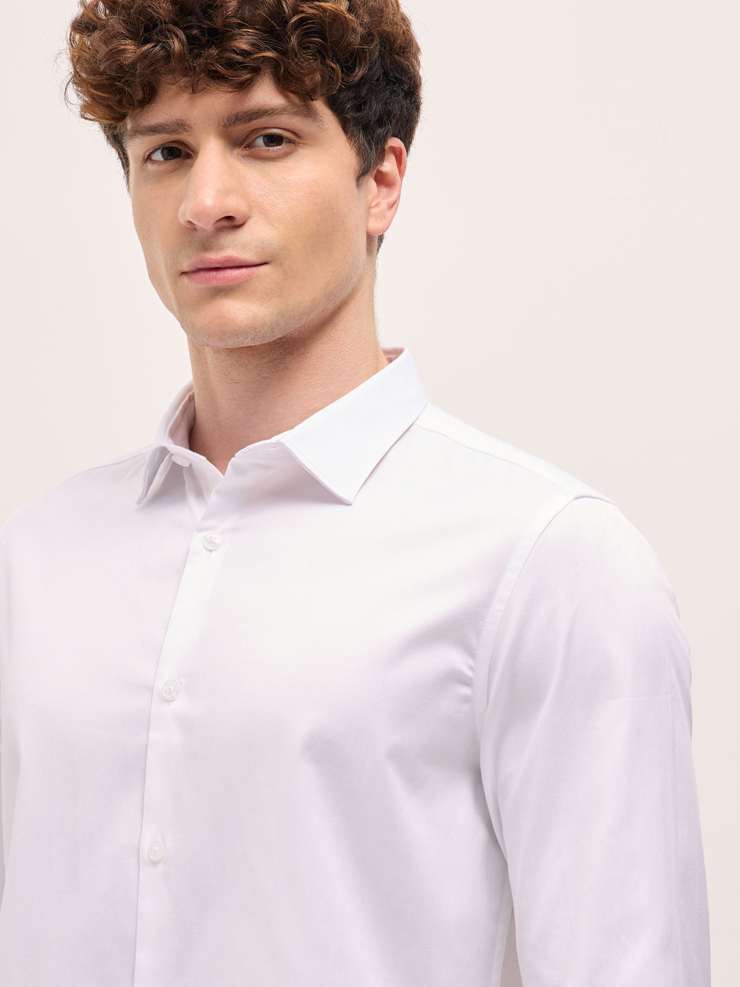 Men Classic White Tailored Fit Cotton Formal Shirt