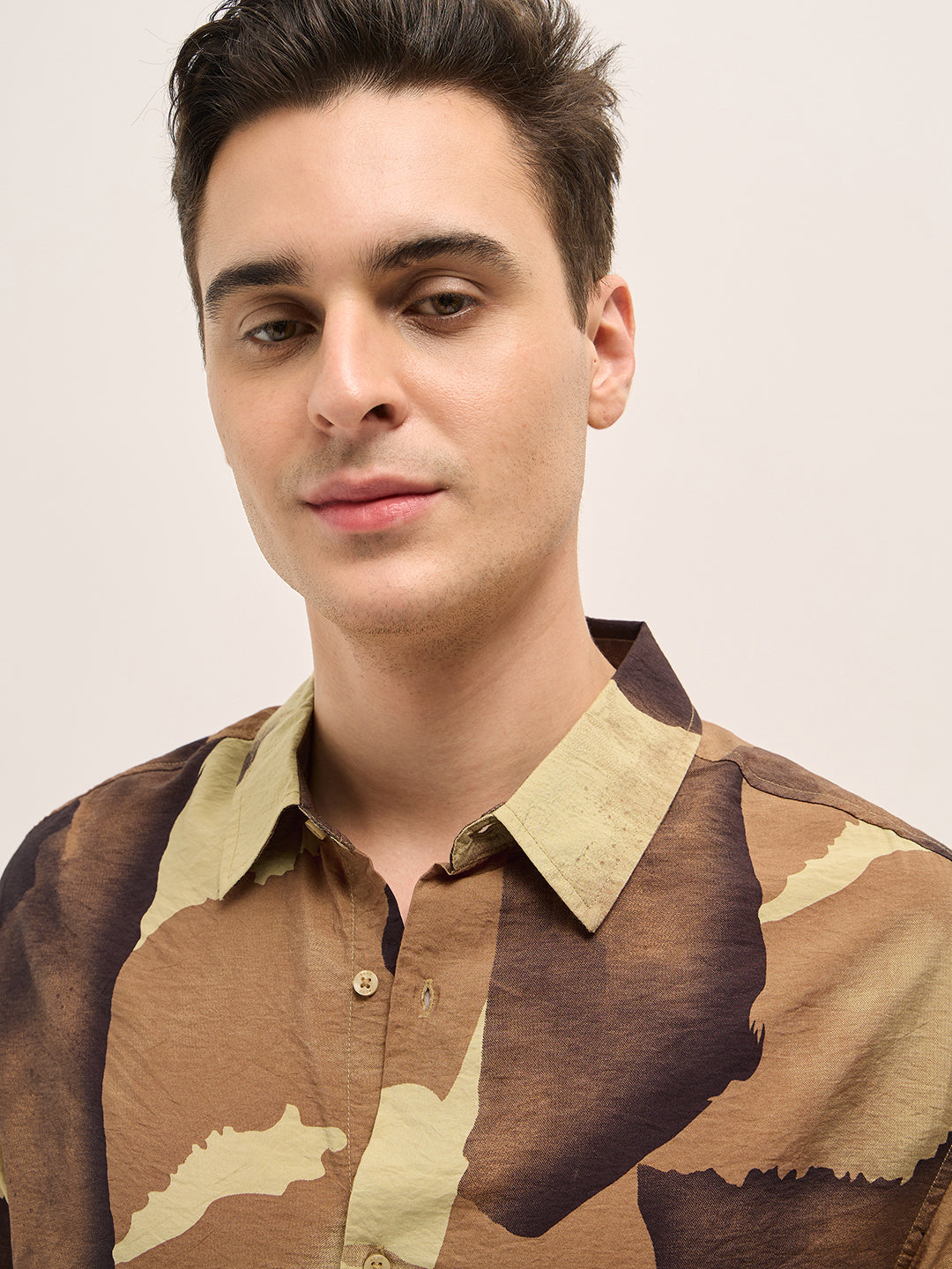 Men Multi-Color Watercolor Camouflage Print Relax Fit Overshirt