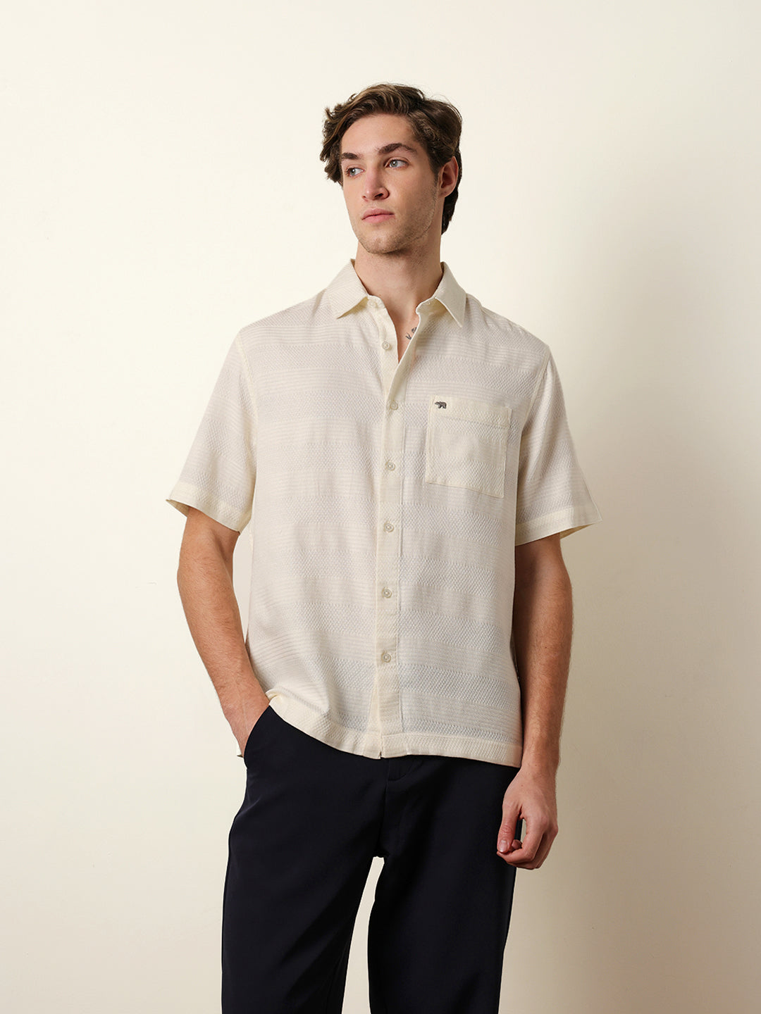 Men Solid Half Sleeve Casual Shirt