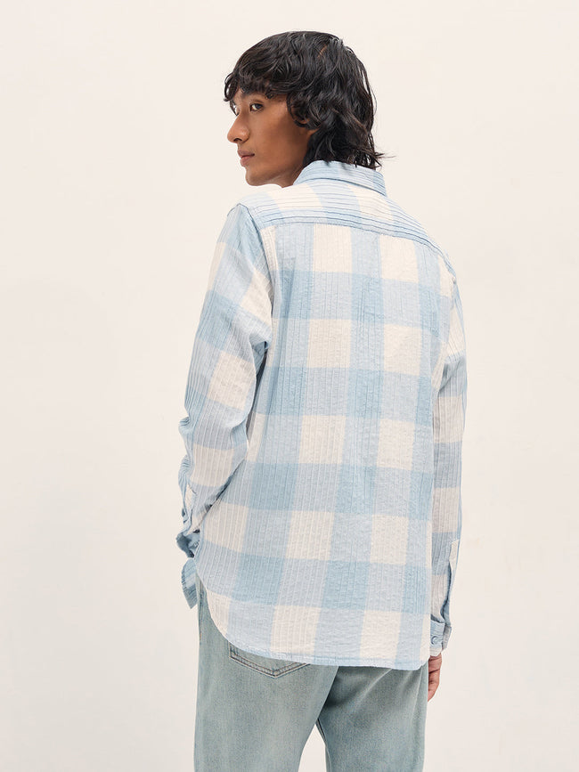 Men Blue Slim Fit Casual Shirt
