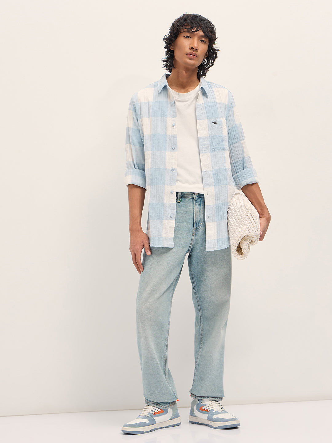 Men Blue Slim Fit Casual Shirt