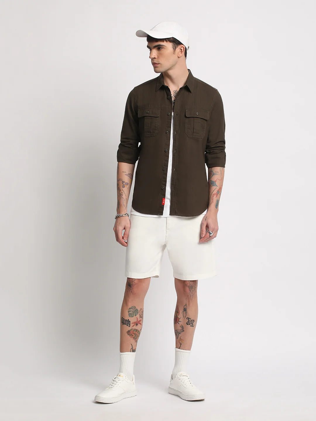 Men Olive Casual Shirt