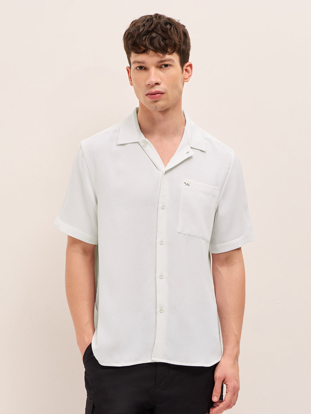 Men Woven Textured Casual Shirt