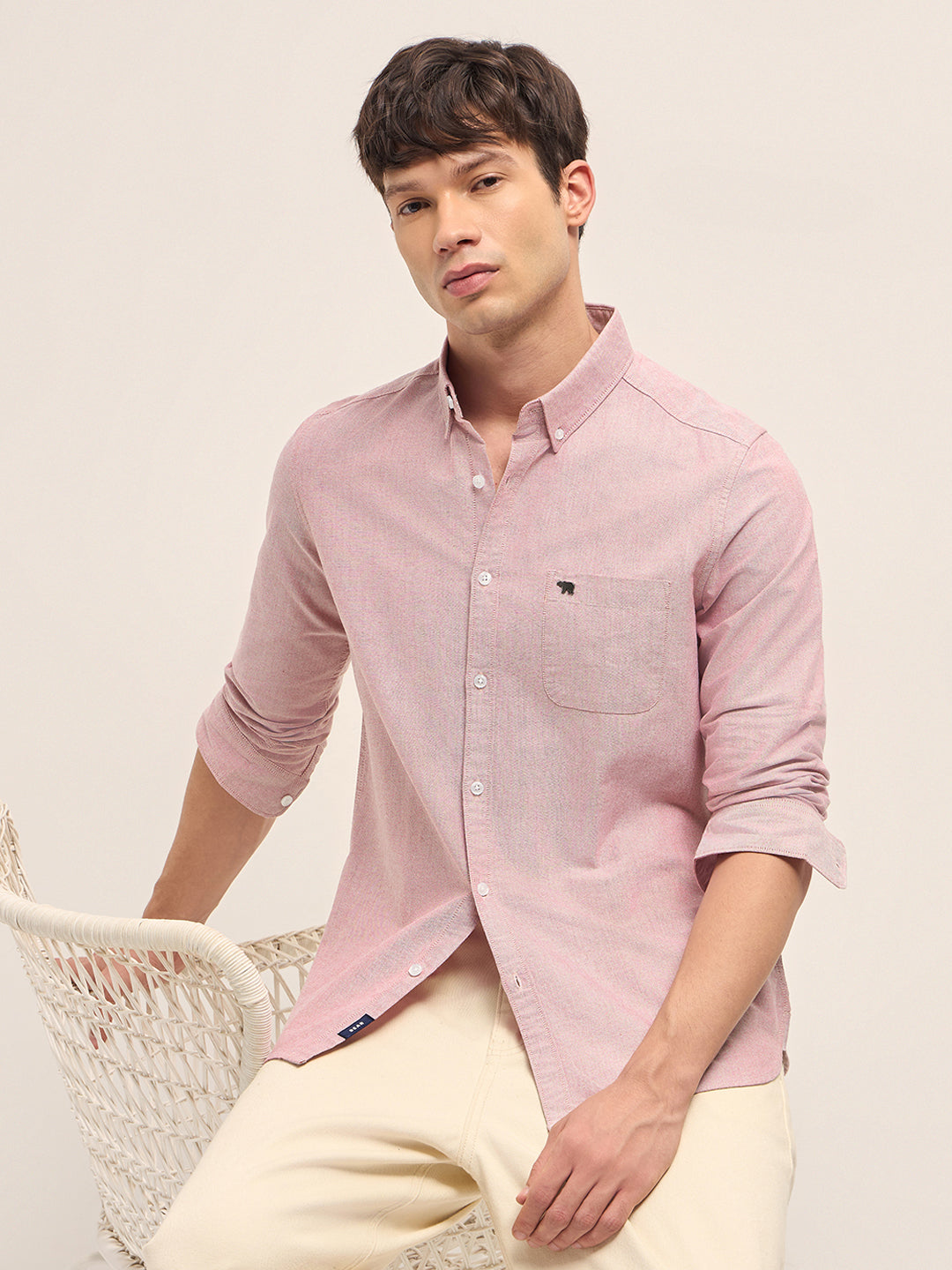 Men Cotton Solid Casual Shirt