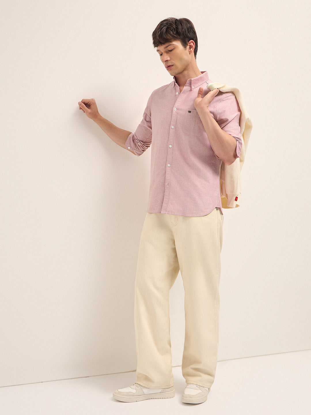 Men Cotton Solid Casual Shirt