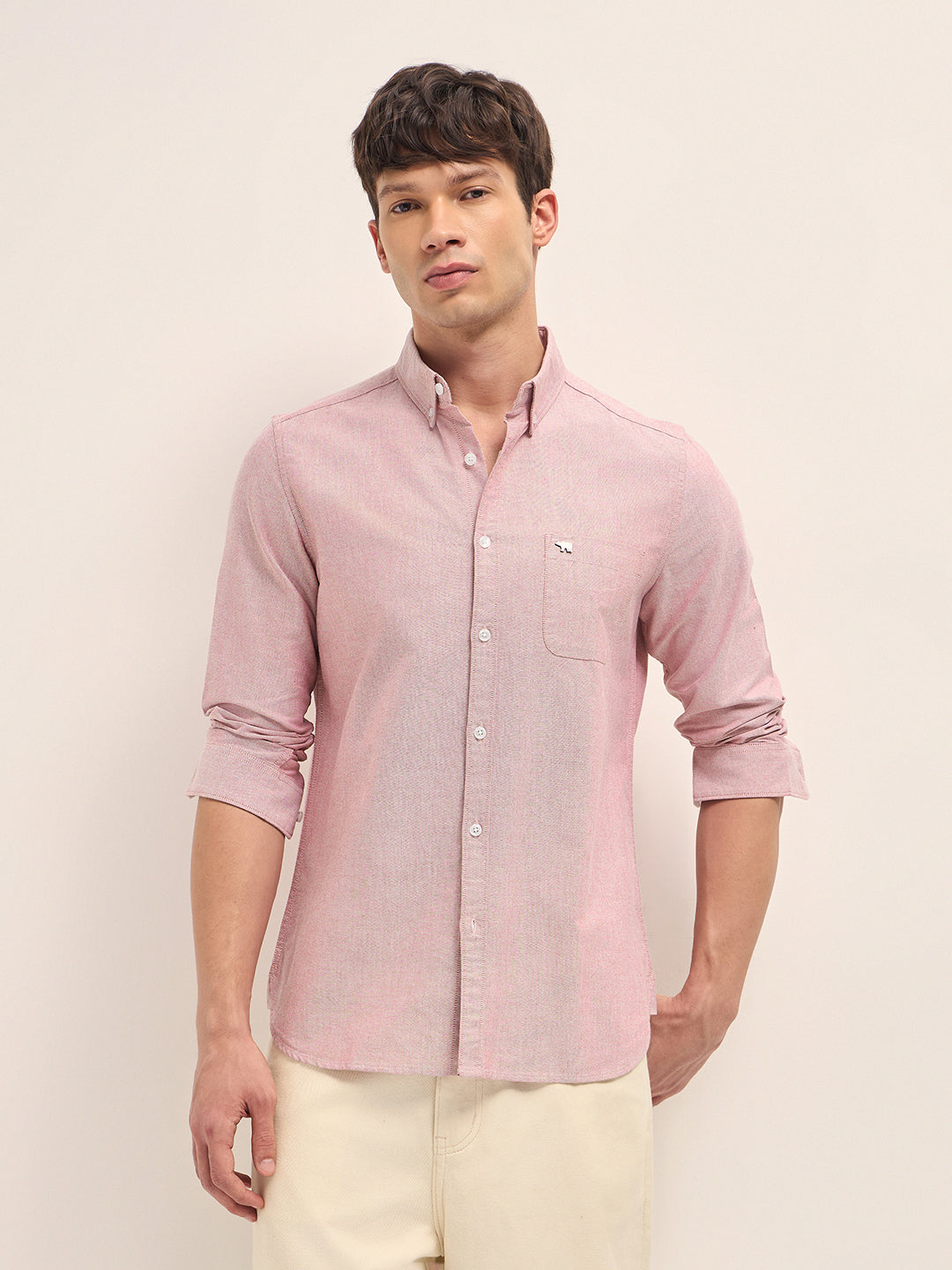 Men Cotton Solid Casual Shirt