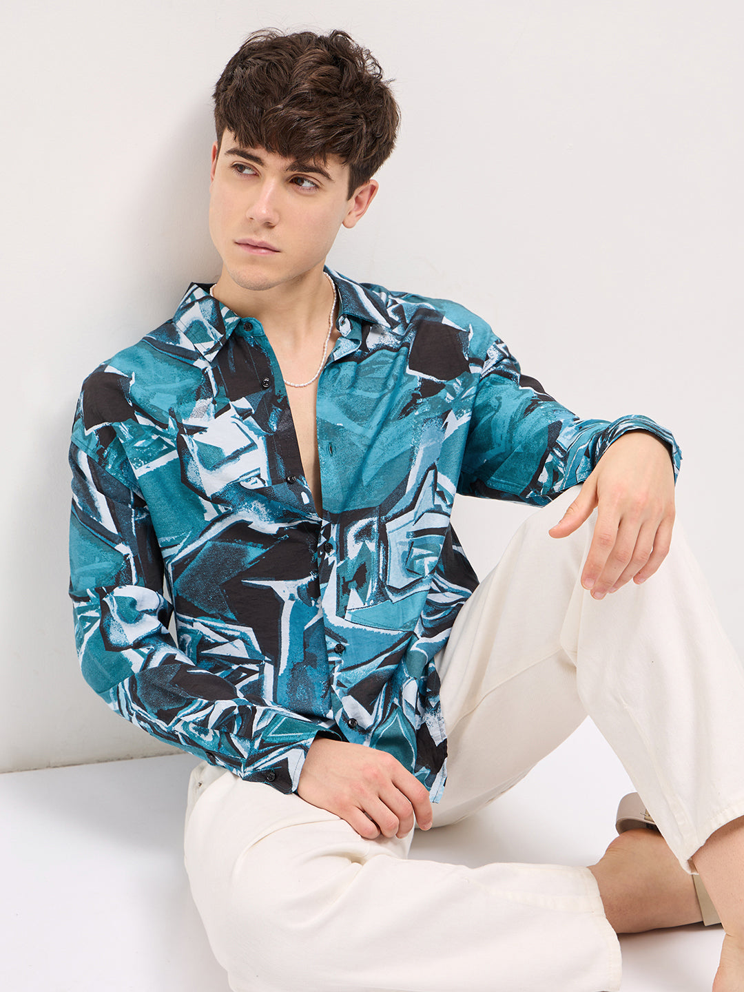 Men Multi-Color Abstract geometric print Relax Fit Overshirt