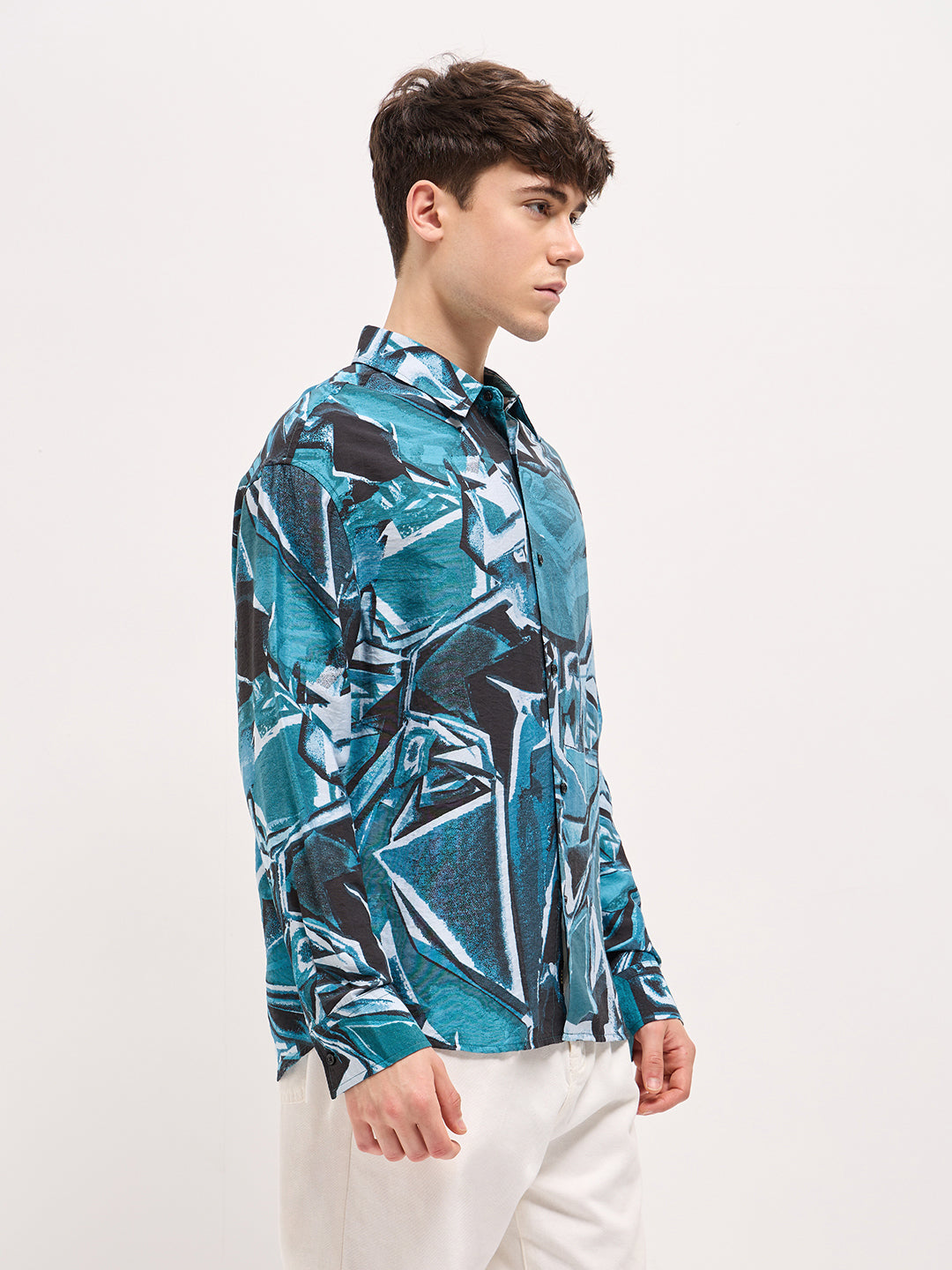 Men Multi-Color Abstract geometric print Relax Fit Overshirt