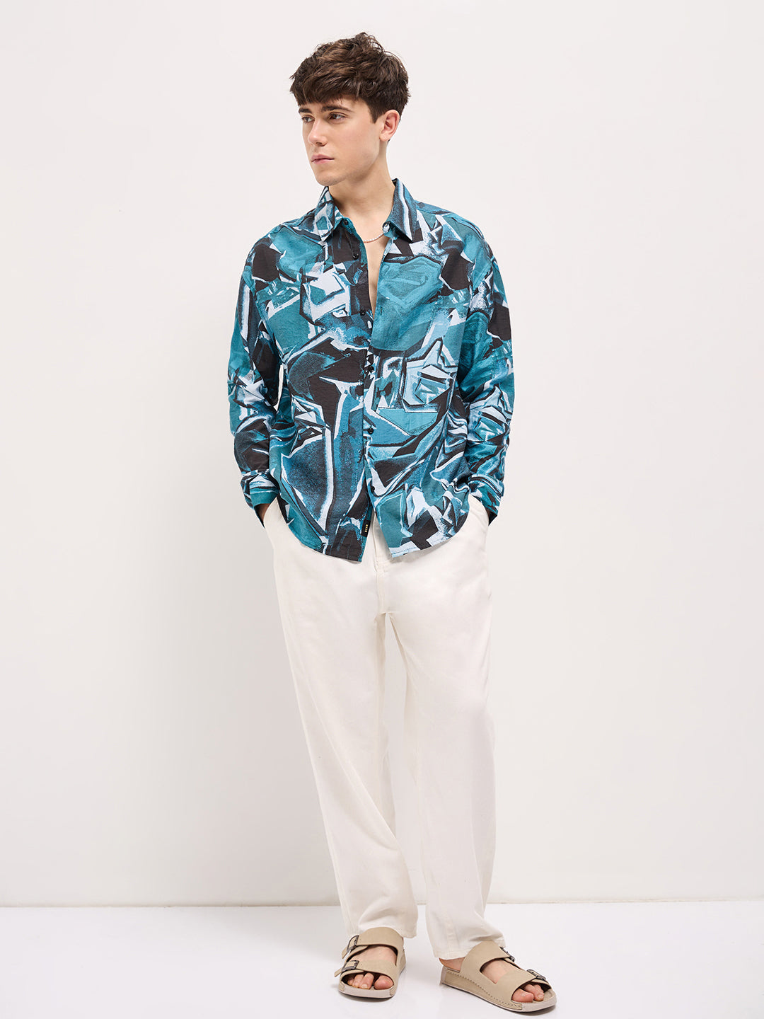 Men Multi-Color Abstract geometric print Relax Fit Overshirt