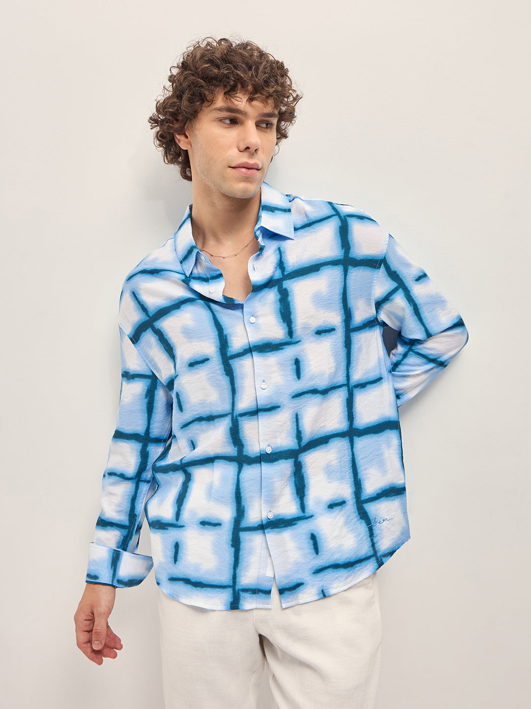 Men White Relax Fit Overshirt