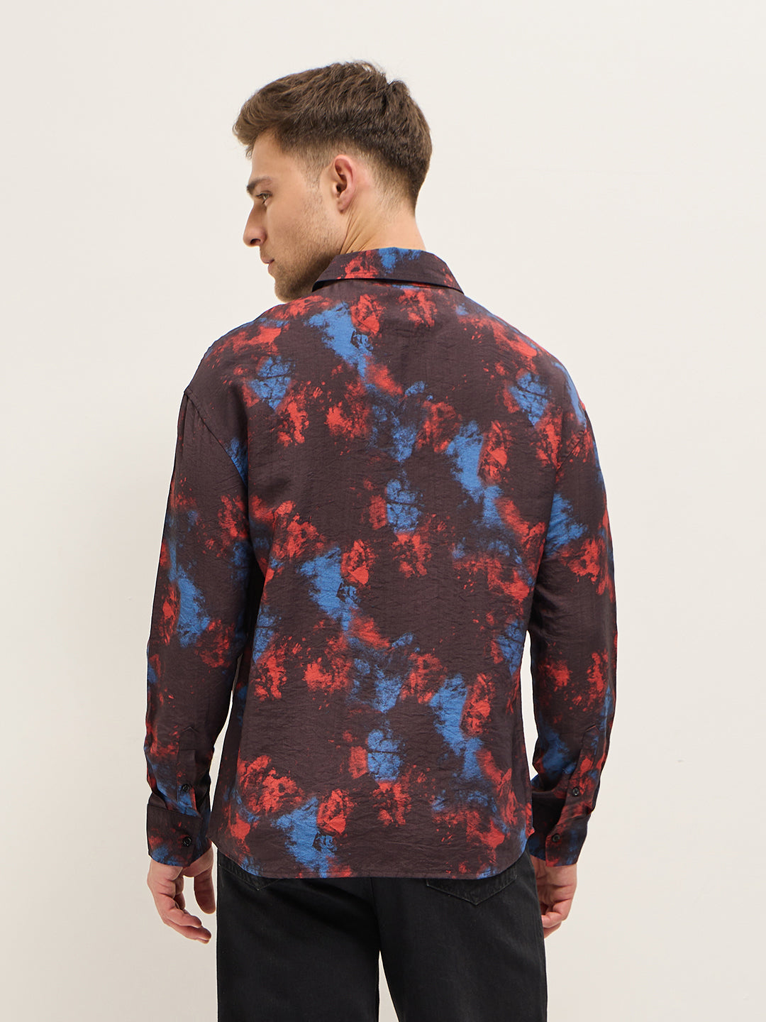 Men Multi-Color Bold Abstract Tie-Dye Print Relax Fit Overshirt