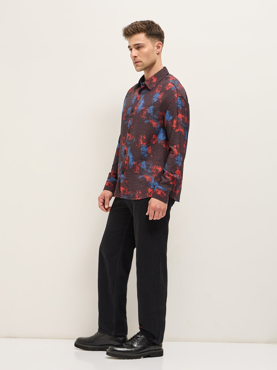 Men Multi-Color Bold Abstract Tie-Dye Print Relax Fit Overshirt