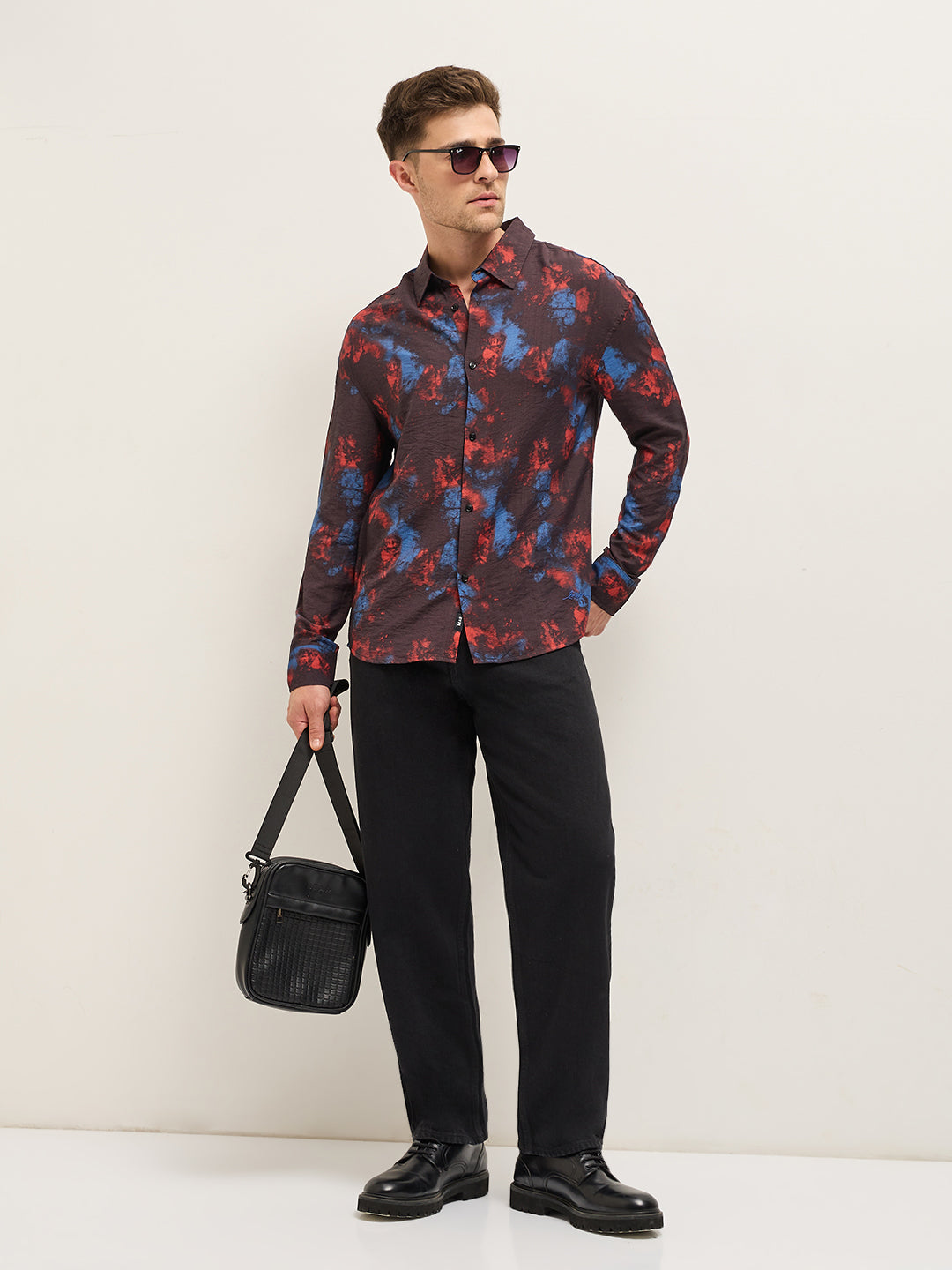 Men Multi-Color Bold Abstract Tie-Dye Print Relax Fit Overshirt