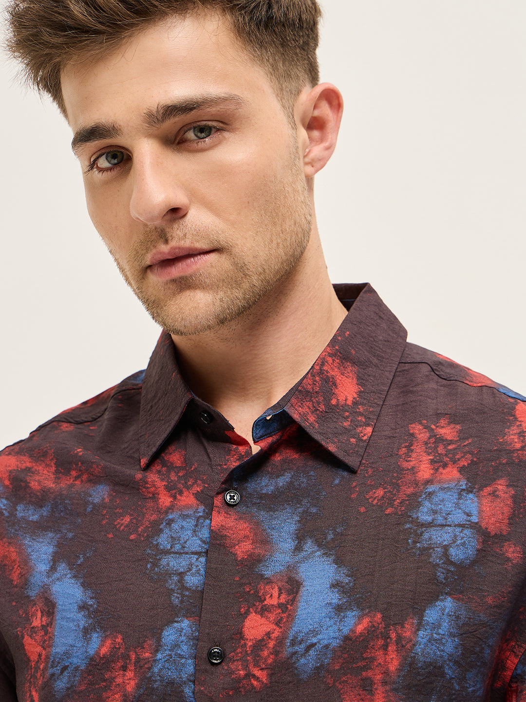 Men Multi-Color Bold Abstract Tie-Dye Print Relax Fit Overshirt