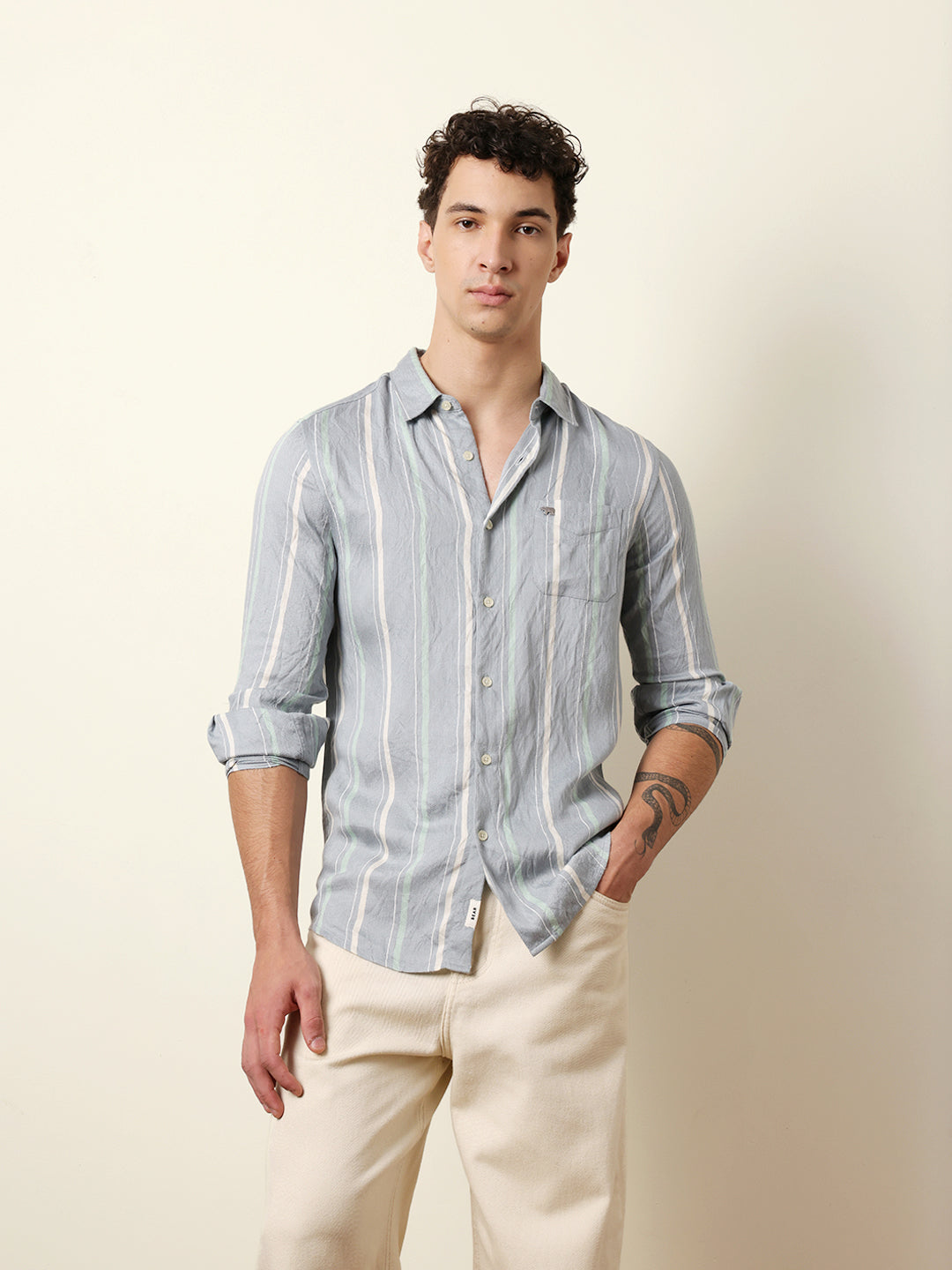 Men Grey Casual Shirt