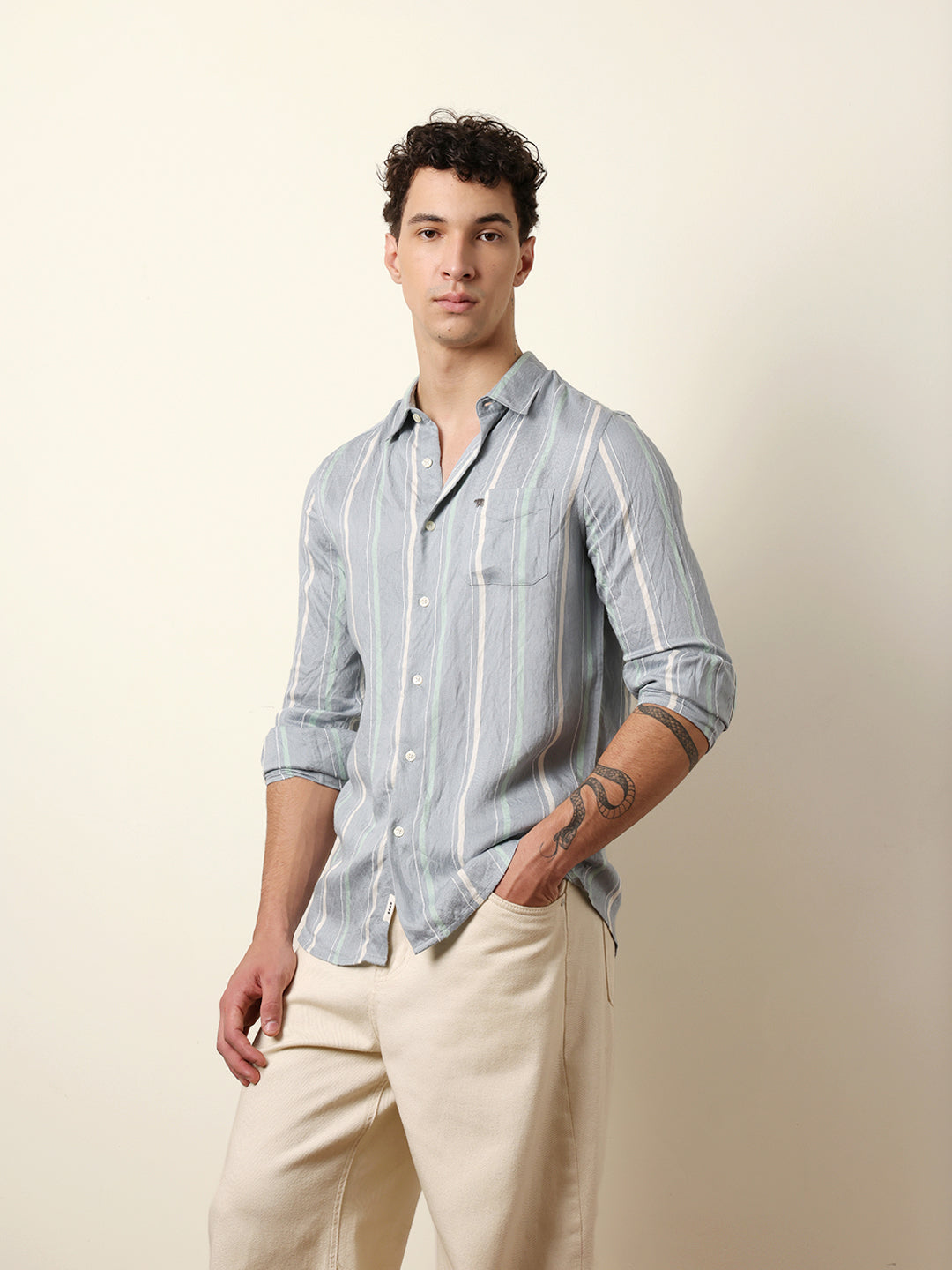 Men Grey Casual Shirt