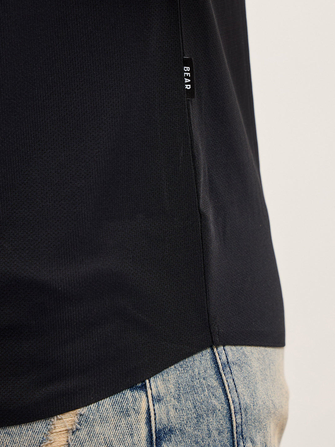 Men Black Solid Nylon Blend Classic Spread Collar Shirt