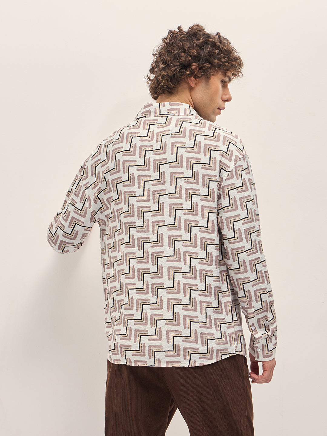 Men Multi-Color Hand-Painted Geometrical Print Relax Fit Overshirt