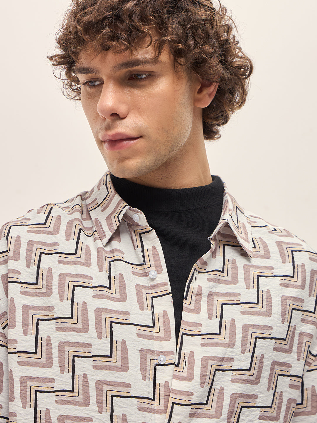 Men Multi-Color Hand-Painted Geometrical Print Relax Fit Overshirt