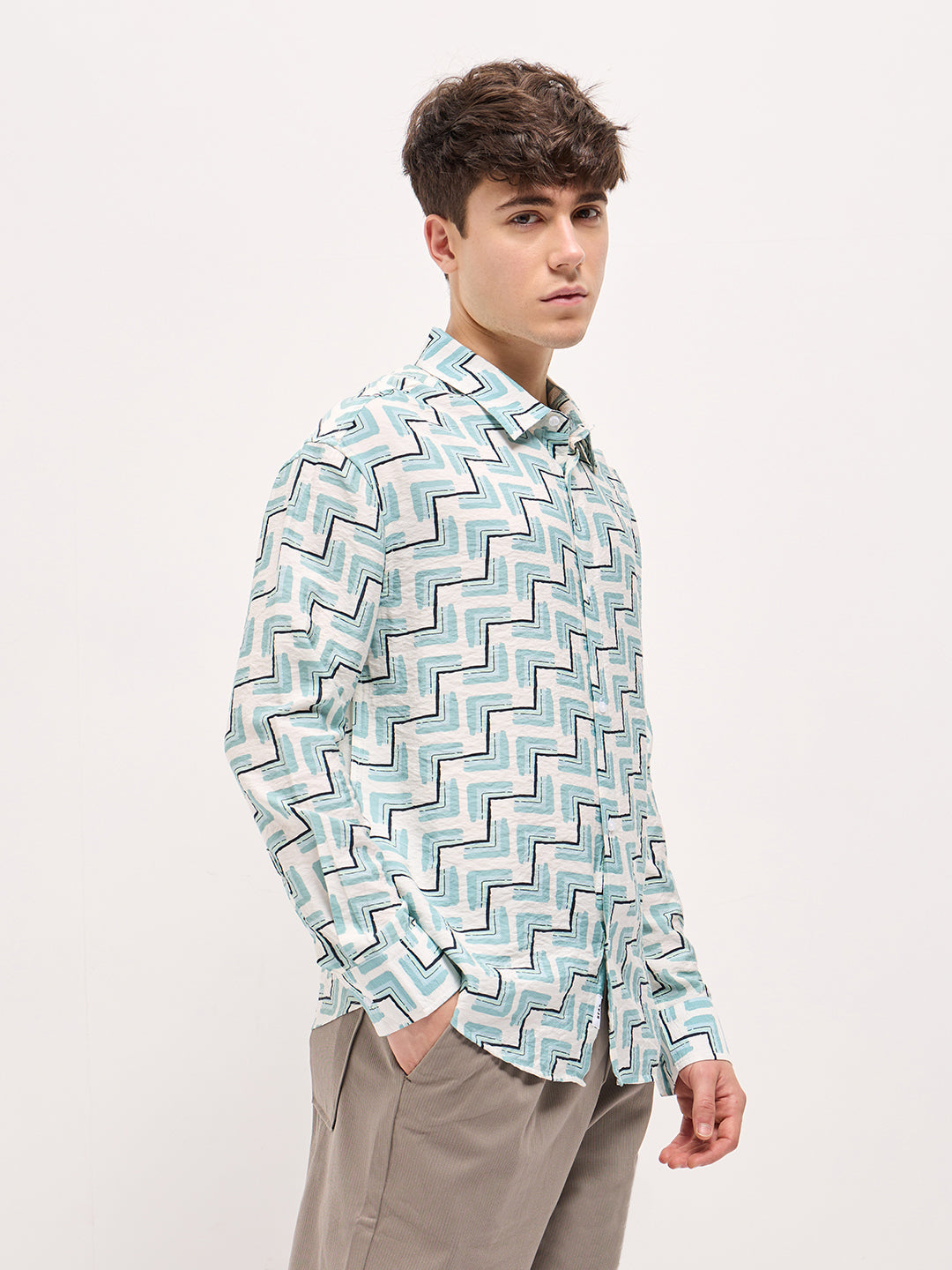 Men Multi-Color Geometric print Relax Fit Overshirt