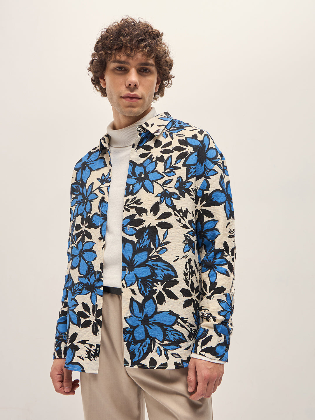 Men Multi-Color Bold Floral Printed Relax Fit Overshirt