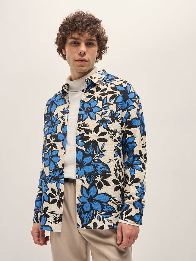 Men Multi-Color Bold Floral Printed Relax Fit Overshirt