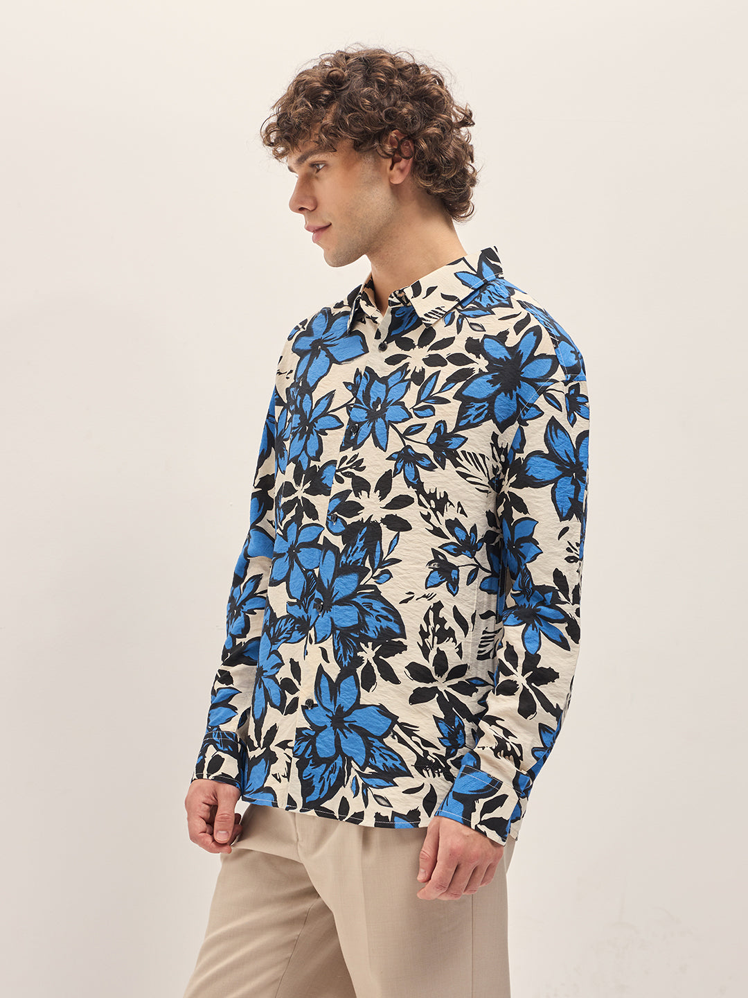 Men Multi-Color Bold Floral Printed Relax Fit Overshirt