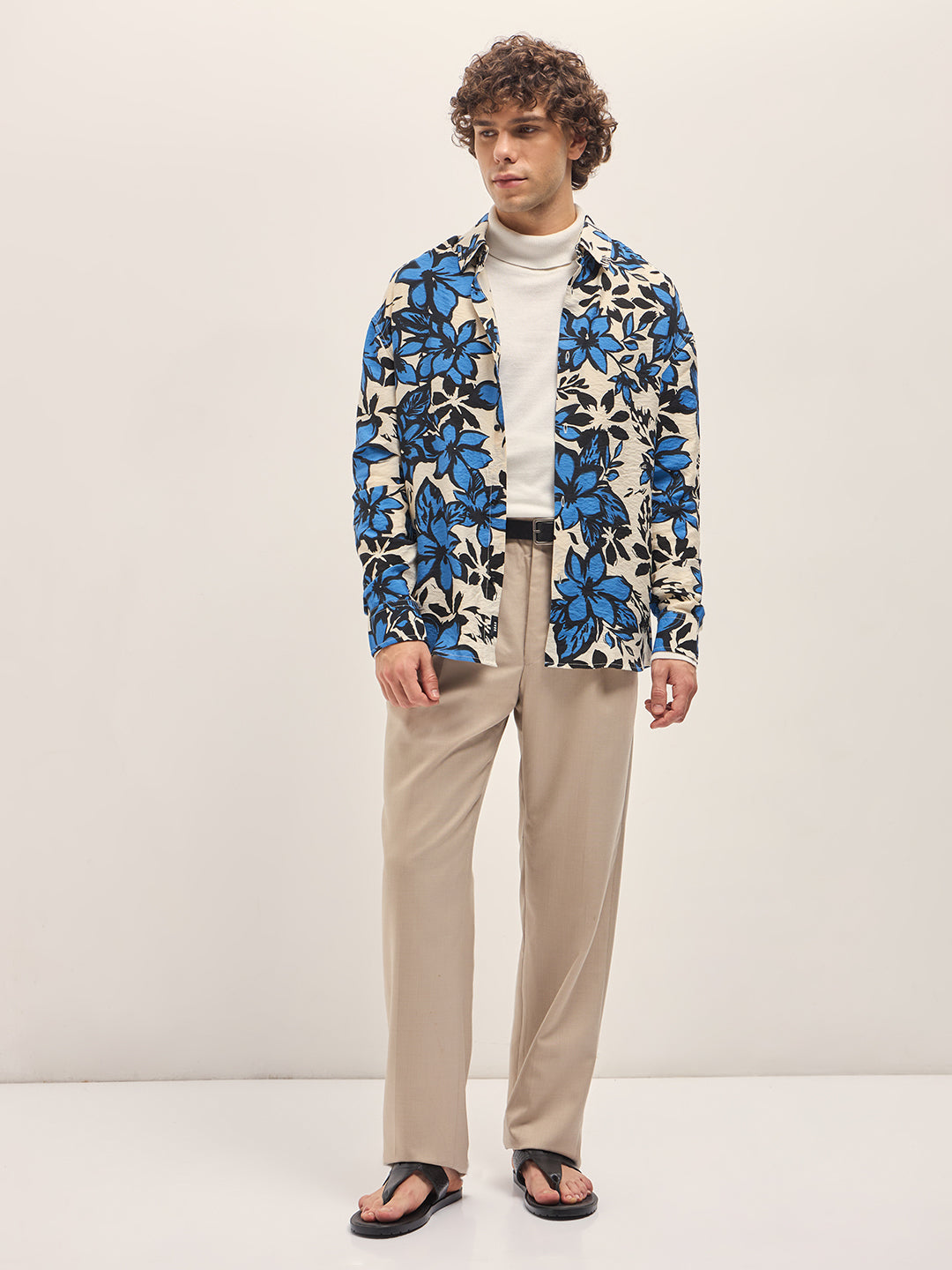 Men Multi-Color Bold Floral Printed Relax Fit Overshirt
