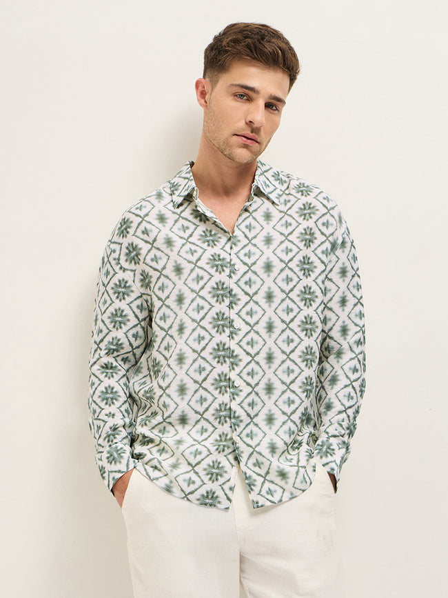 Men White Relax Fit Overshirt