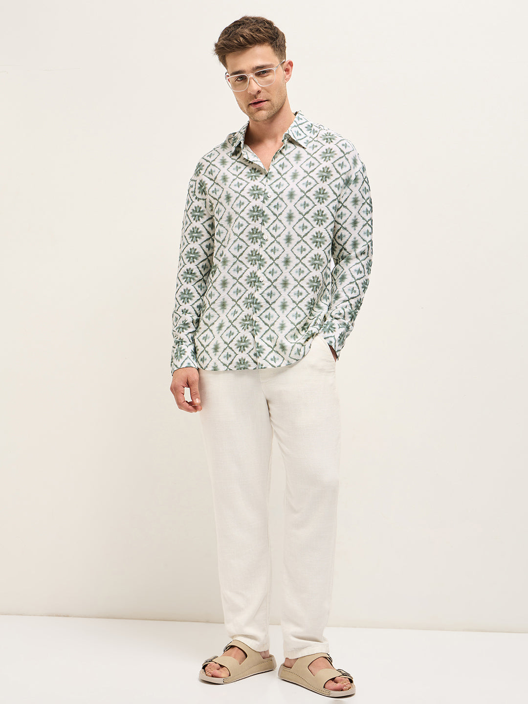 Men White Relax Fit Overshirt
